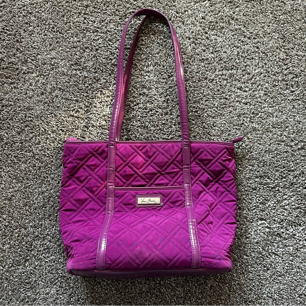 Vera Bradley XL Quilted Trimmed Purple Overnight Weekender Carryall Tote Bag
